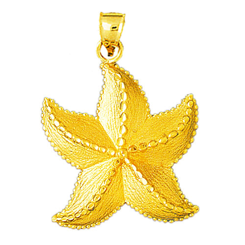 14K Gold 40MM Starfish Pendant