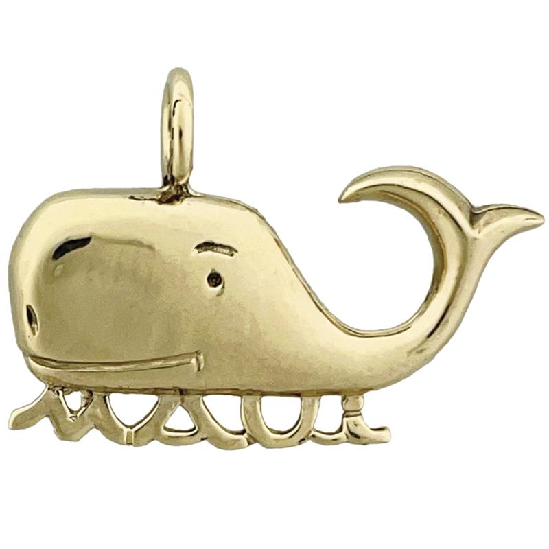 14K Gold Maui Whale Slide Pendant