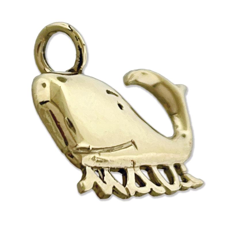 14K Gold Maui Whale Slide Pendant