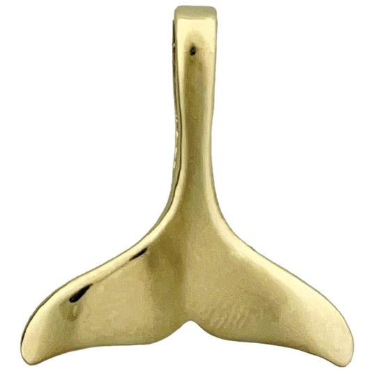 14K Gold 20MM Whale Tail Fluke Pendant Slide