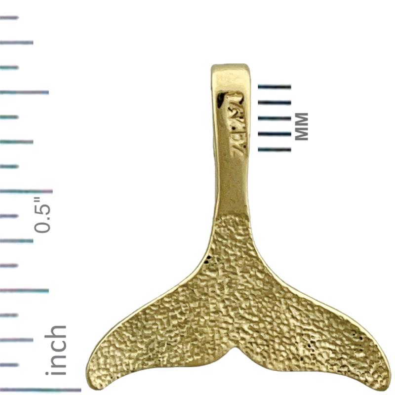 14K Gold 20MM Whale Tail Fluke Pendant Slide