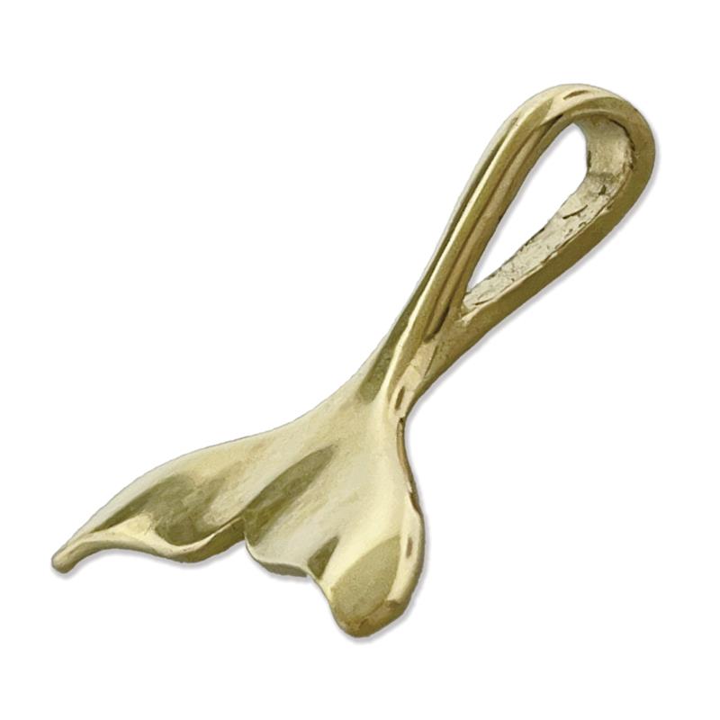 14K Gold 20MM Whale Tail Fluke Pendant Slide