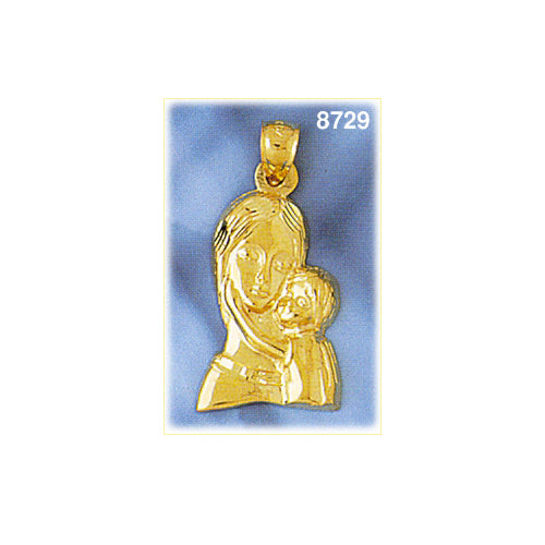 14K Gold Madonna and Child Pendant