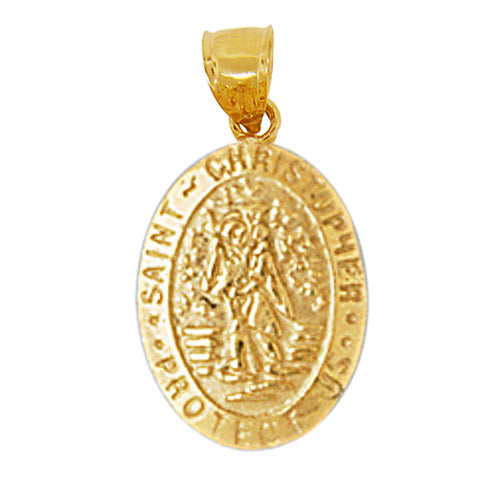 14K Gold Oval Saint Christopher Charm