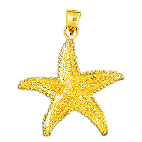 14K Gold Sealife Starfish Pendant