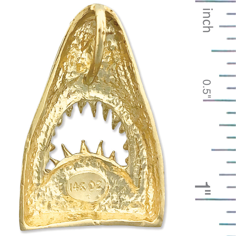 14K Gold Shark Jaws Pendant Slide