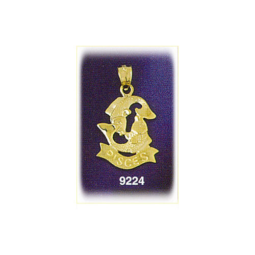 14K Gold 3-D Zodiac Pisces Charm