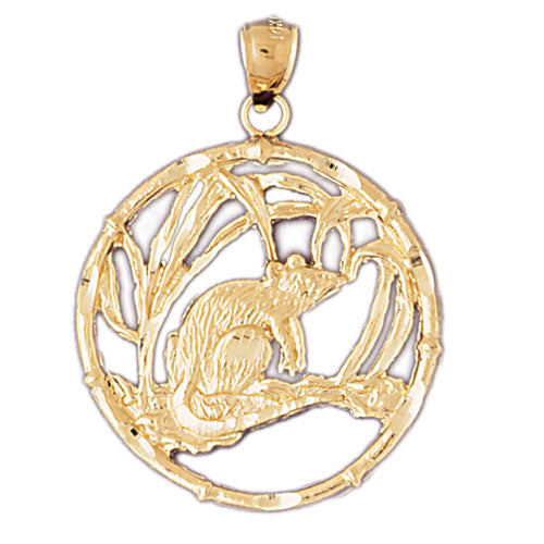 14K Gold Rat Chinese Zodiac Pendant