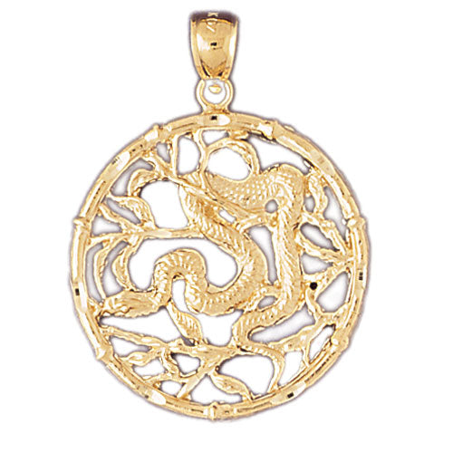 14K Gold Snake Chinese Zodiac Pendant