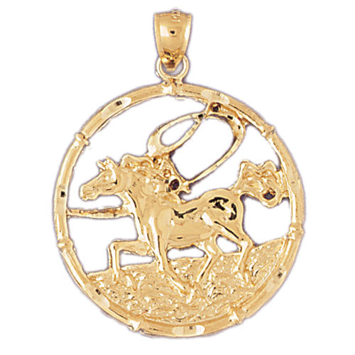 14K Gold Horse Chinese Zodiac Pendant