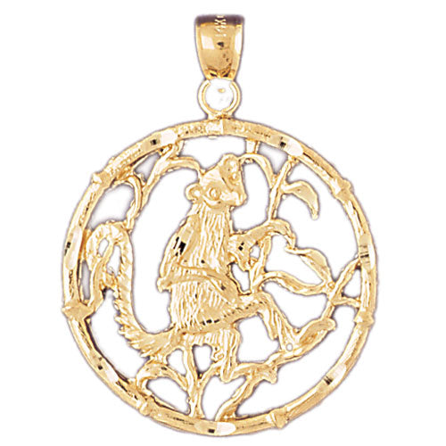 14K Gold Monkey Chinese Zodiac Pendant