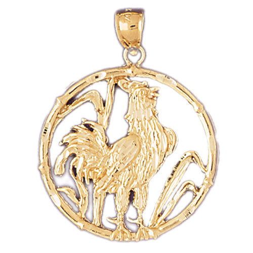 14K Gold Rooster Chinese Zodiac Pendant