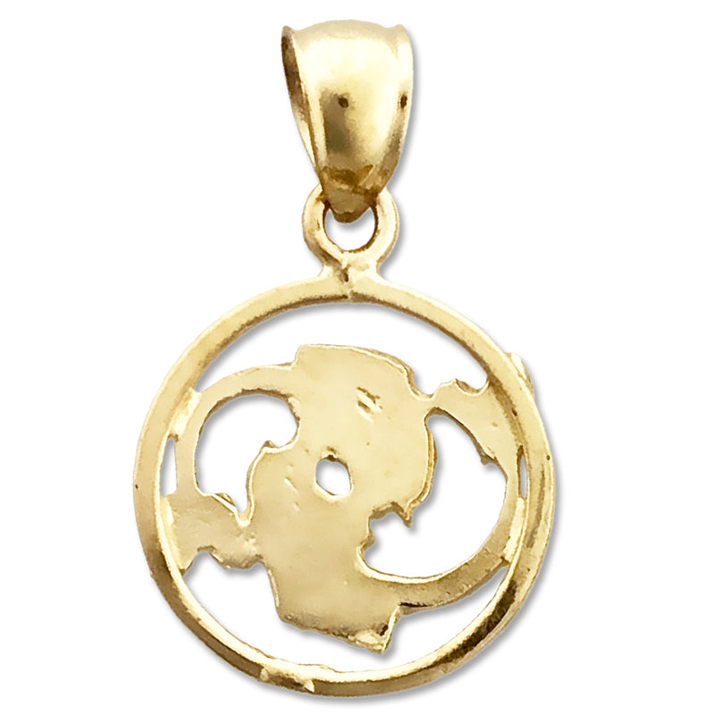 14K Gold Pisces Zodiac Circle Charm