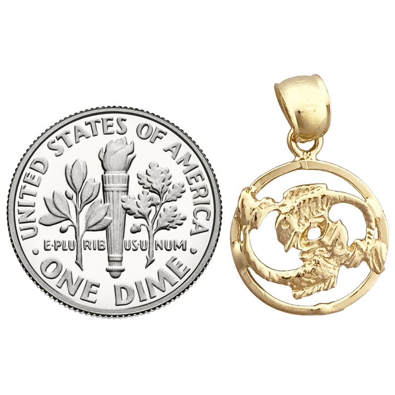 14K Gold Pisces Zodiac Circle Charm