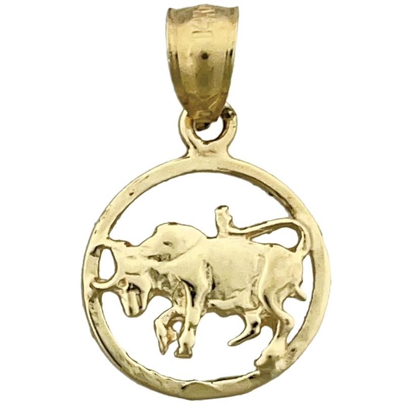 14K Gold Taurus Zodiac Circle Charm