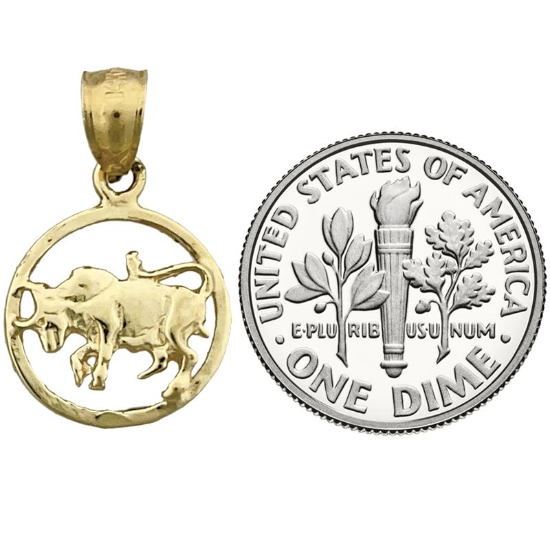 14K Gold Taurus Zodiac Circle Charm