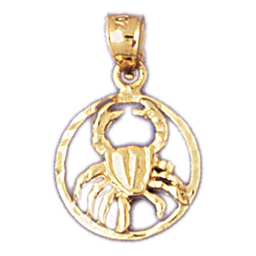 14K Gold Cancer Zodiac Circle Charm