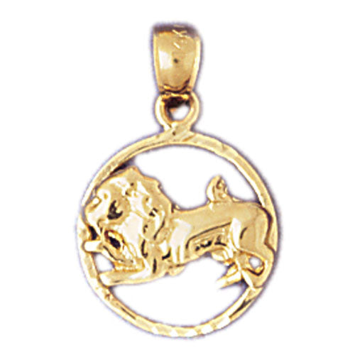 14K Gold Leo Zodiac Circle Charm