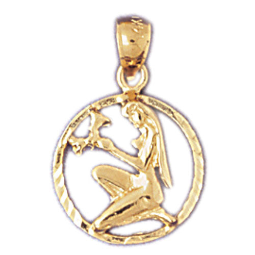 14K Gold Virgo Zodiac Circle Charm