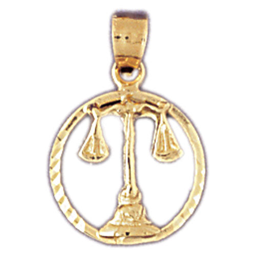 14K Gold Libra Zodiac Circle Charm