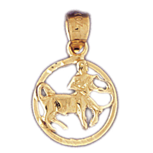 14K Gold Sagittarius Zodiac Circle Charm