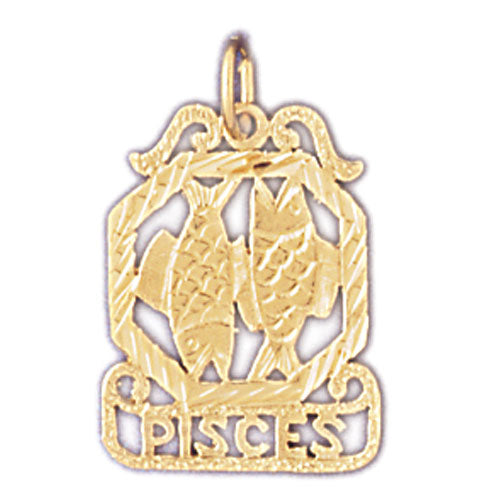 14K Gold Pisces Zodiac Charm