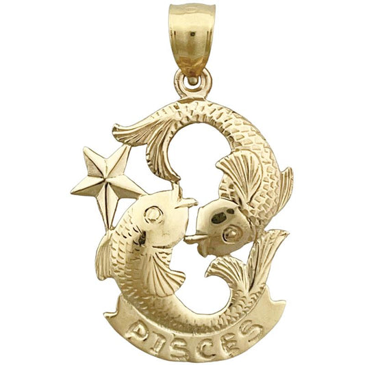 14K Gold 20MM Zodiac Pisces Charm