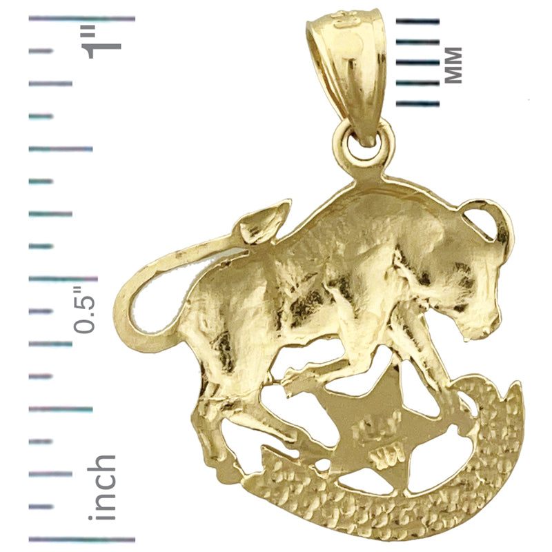 14K Gold 20MM Zodiac Taurus Pendant