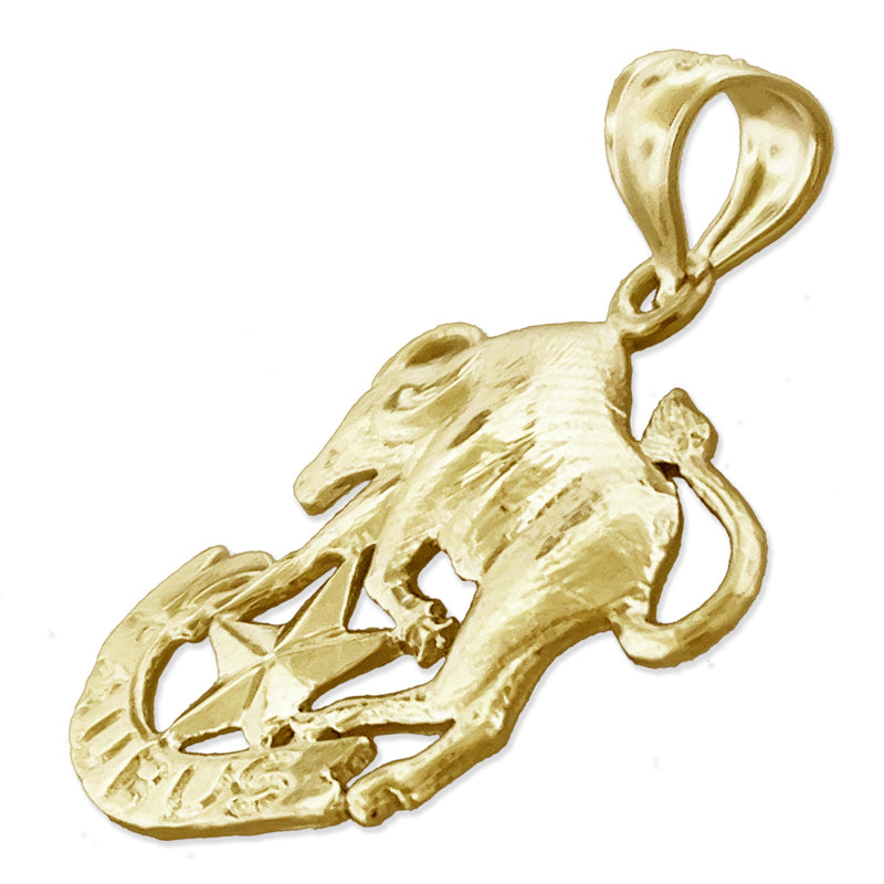 14K Gold 20MM Zodiac Taurus Pendant