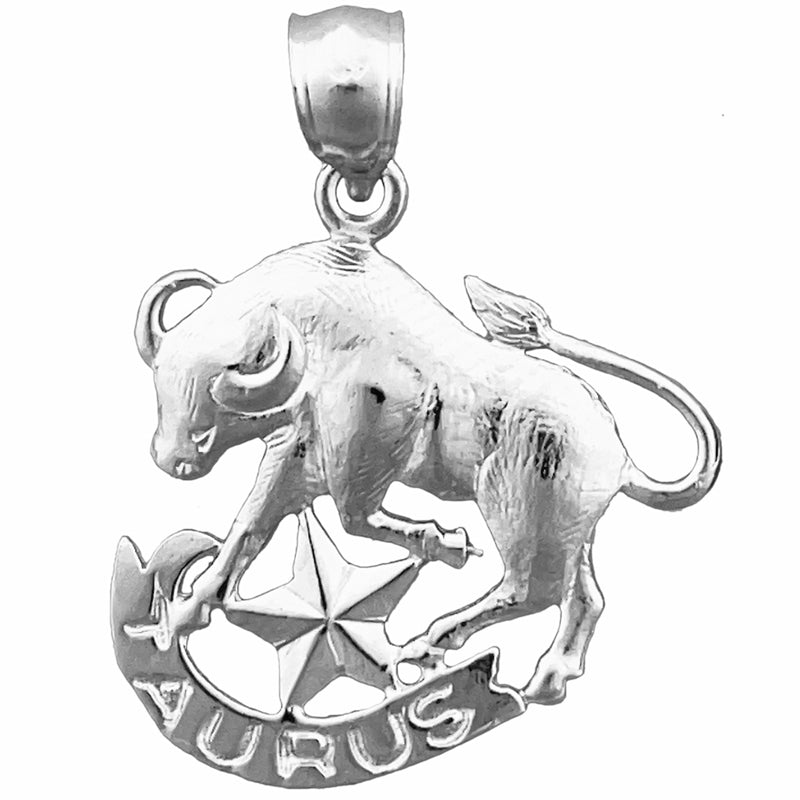 14K Gold 20MM Zodiac Taurus Pendant