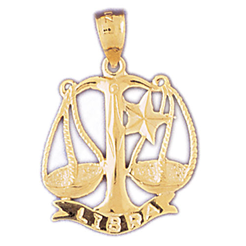 14K Gold 20MM Zodiac Libra Pendant