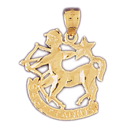 14K Gold 20MM Zodiac Sagittarius Pendant