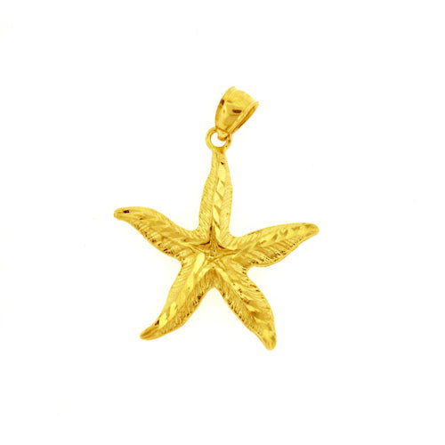 14K Gold 25MM Starfish Sealife Pendant