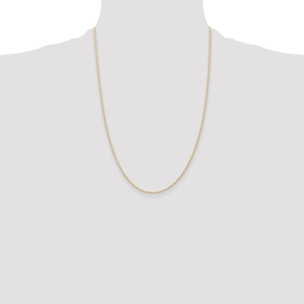 14K Yellow Gold 24 inch Carded 1.15mm Cable Rope with Spring Ring Clasp Chain Necklace