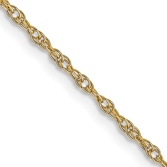 14K Yellow Gold 16 inch Carded 1.15mm Cable Rope with Spring Ring Clasp Chain Necklace