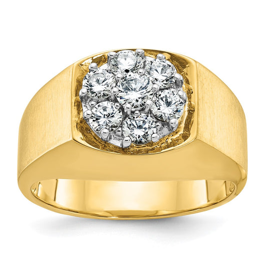 14k Two-tone Gold Men's Polished and Satin 1 carat Diamond Complete Ring