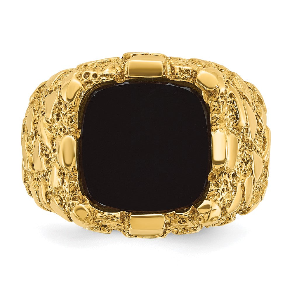 14k Yellow Gold Men's Onyx Nugget Complete Ring