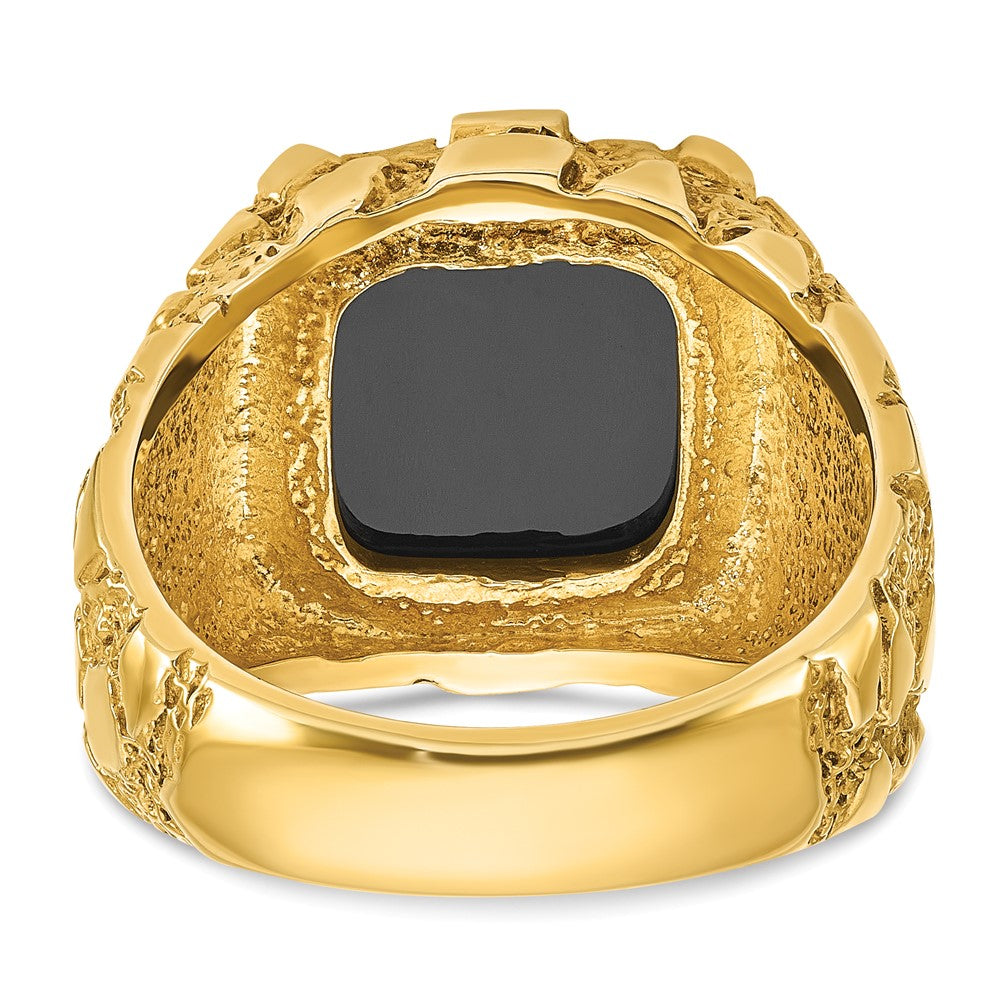 14k Yellow Gold Men's Onyx Nugget Complete Ring