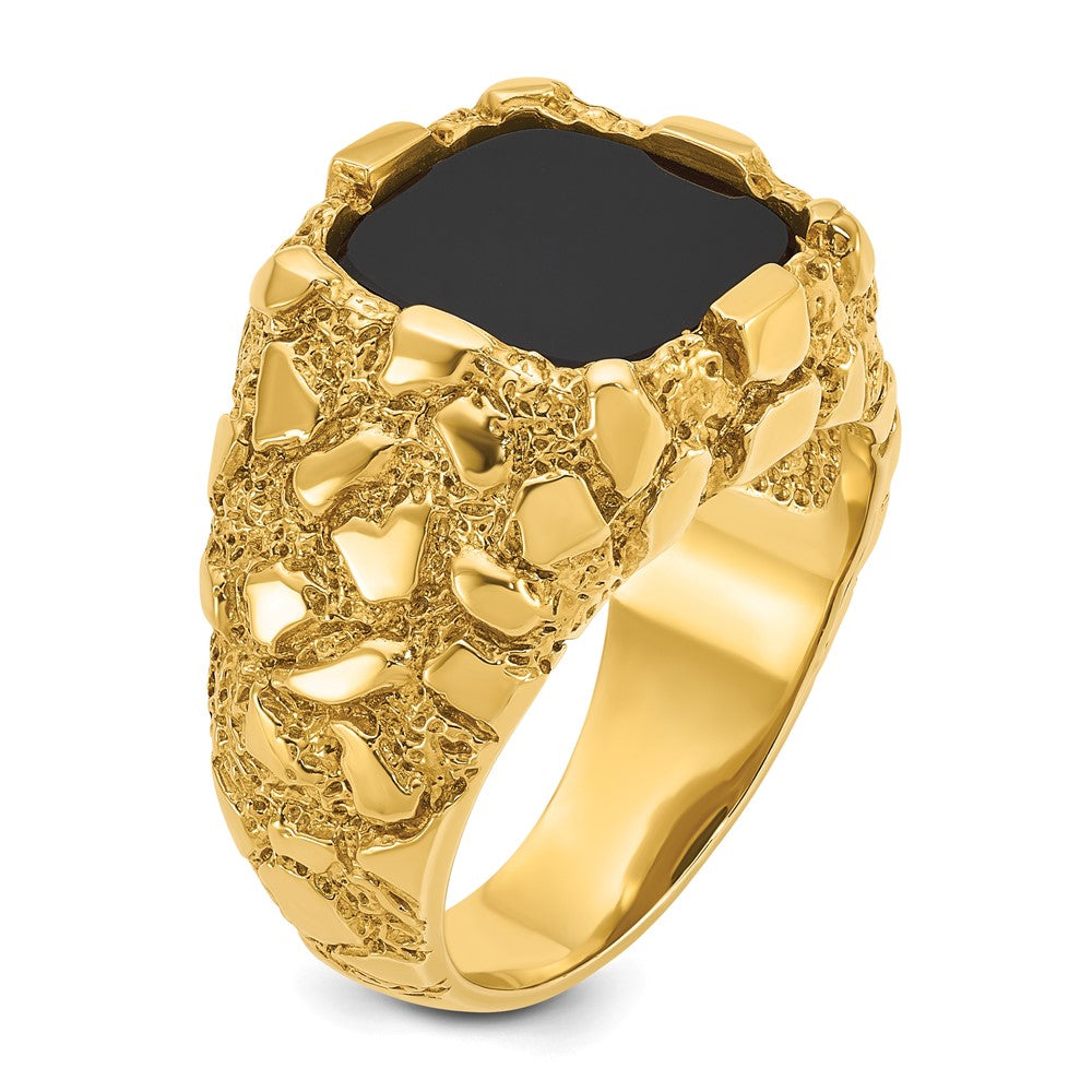 14k Yellow Gold Men's Onyx Nugget Complete Ring