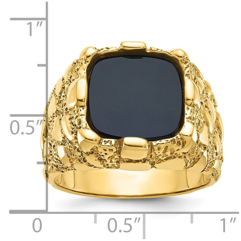 14k Yellow Gold Men's Onyx Nugget Complete Ring