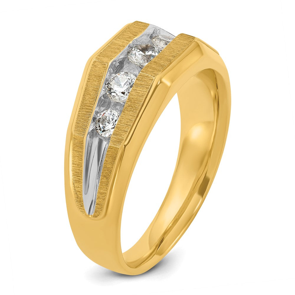 14k Yellow & Rhodium Gold with Rhodium Men's 1/2 carat Diamond Complete Ring