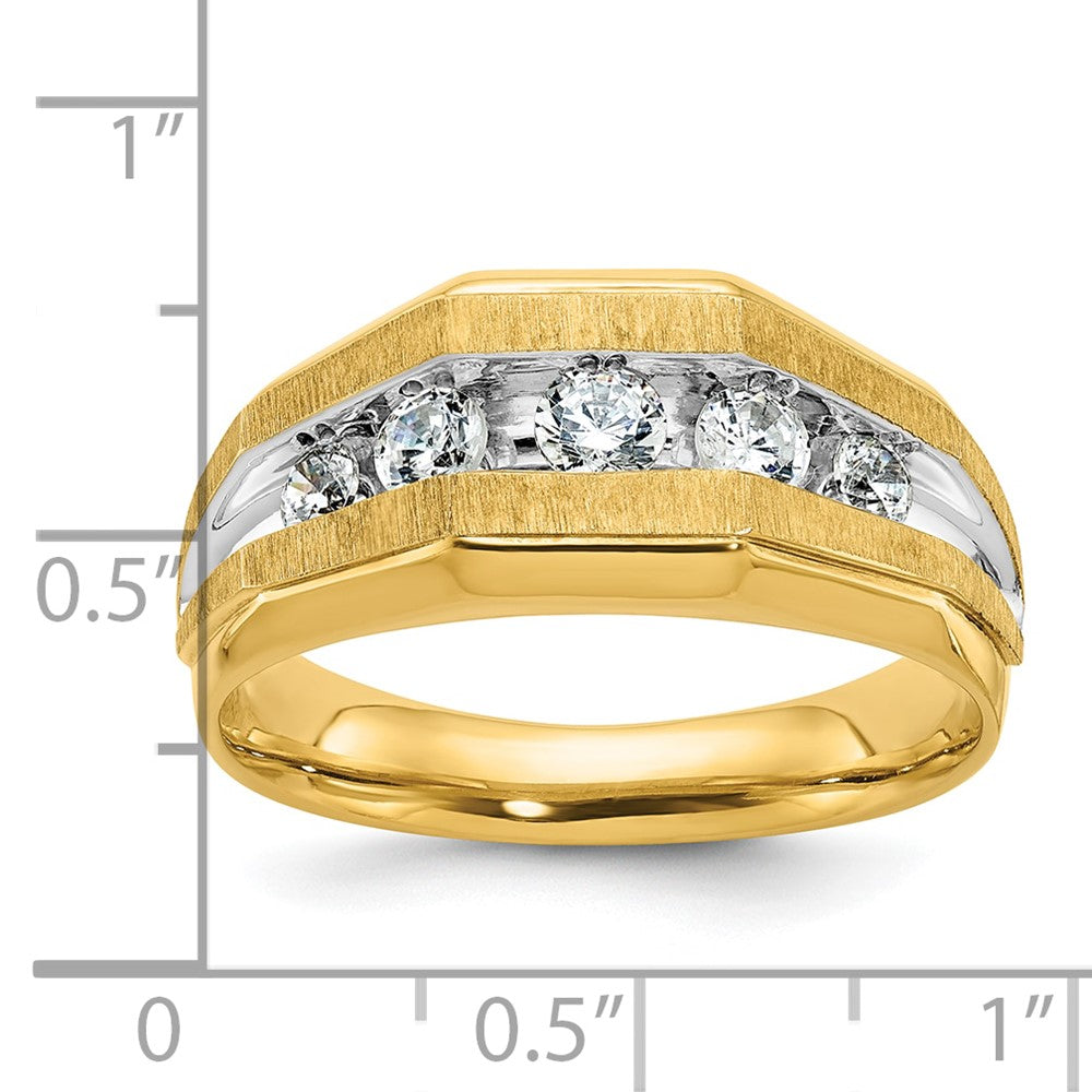 14k Yellow & Rhodium Gold with Rhodium Men's 1/2 carat Diamond Complete Ring