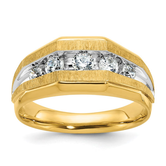 14k Yellow & Rhodium Gold with Rhodium Men's 1/2 carat Diamond Complete Ring