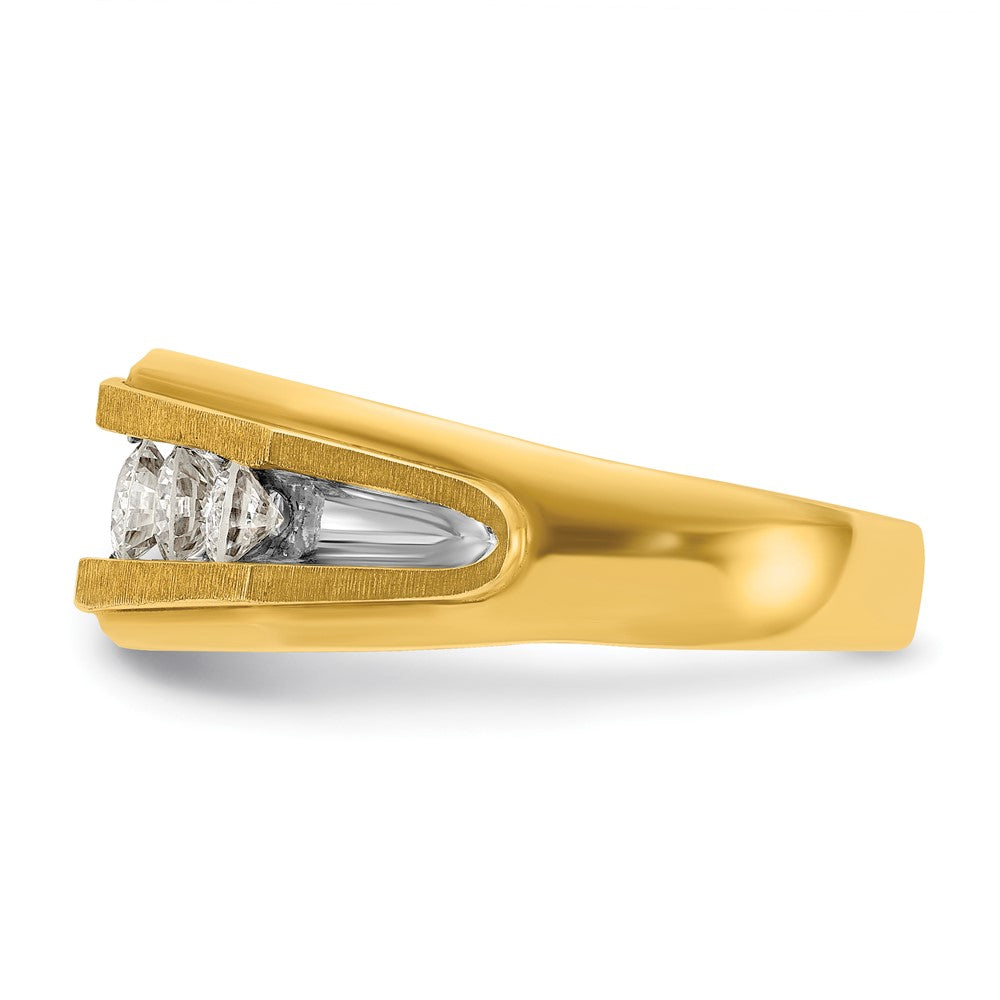 14k Yellow & Rhodium Gold with White Rhodium Men's 1 carat Diamond Complete Ring