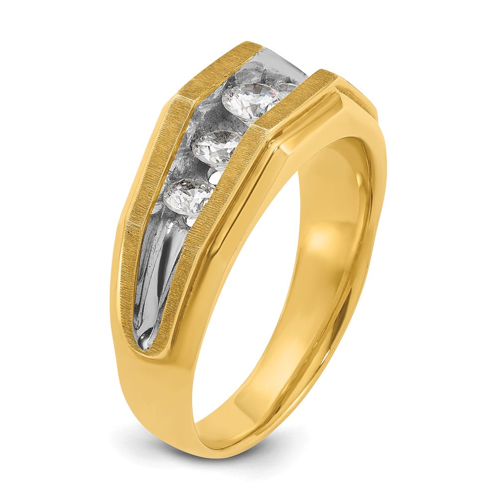 14k Yellow & Rhodium Gold with White Rhodium Men's 1 carat Diamond Complete Ring