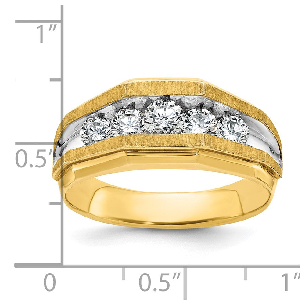 14k Yellow & Rhodium Gold with White Rhodium Men's 1 carat Diamond Complete Ring