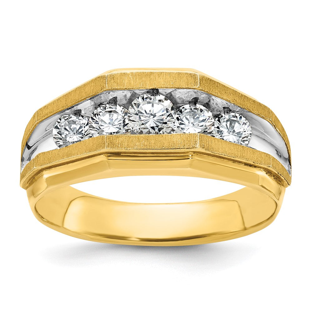 14k Yellow & Rhodium Gold with White Rhodium Men's 1 carat Diamond Complete Ring