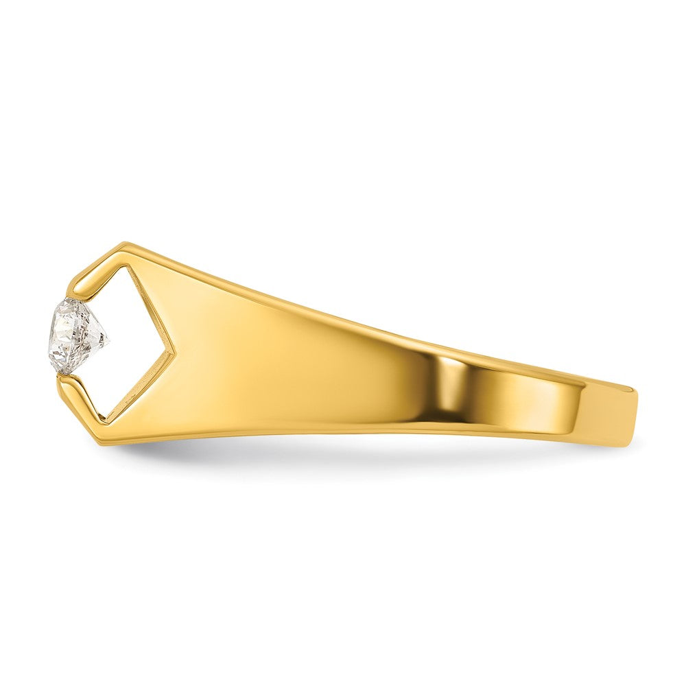 14k Yellow Gold Men's Polished 1/4 carat Diamond Complete Ring