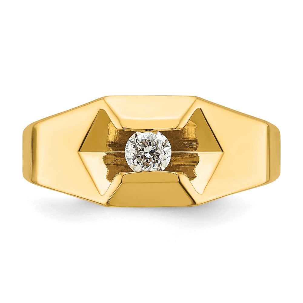 14k Yellow Gold Men's Polished 1/4 carat Diamond Complete Ring