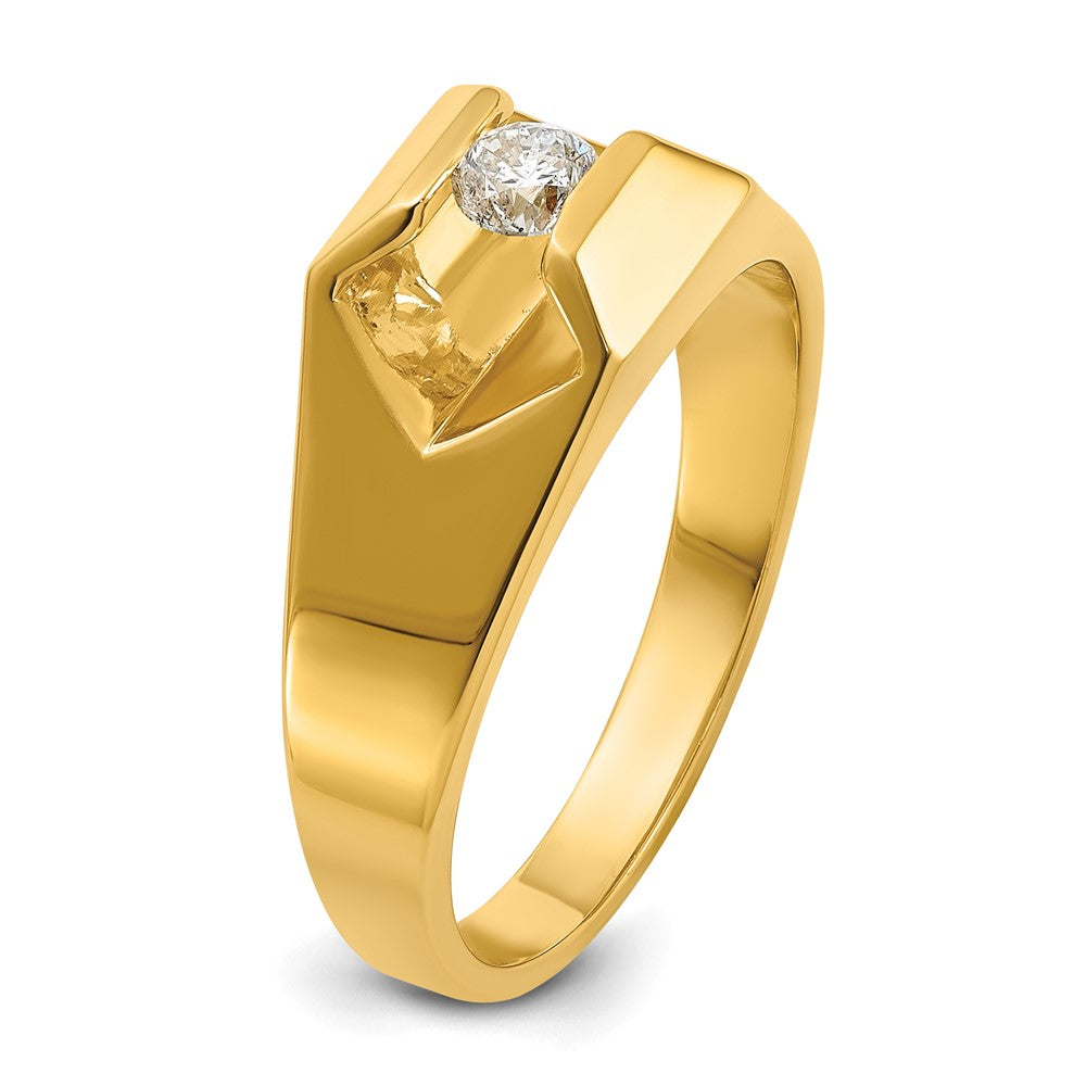 14k Yellow Gold Men's Polished 1/4 carat Diamond Complete Ring